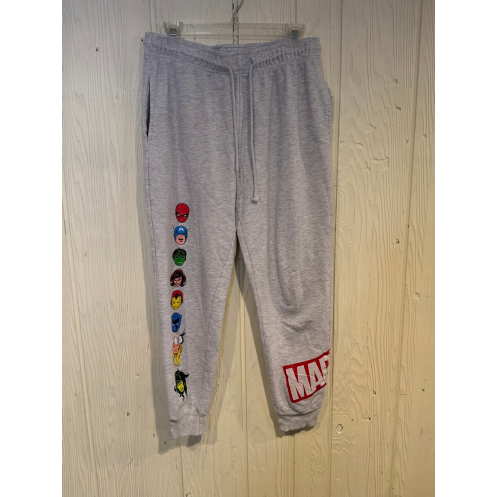 Marvel Gray Sweatpants with Character Graphics Men's Size M